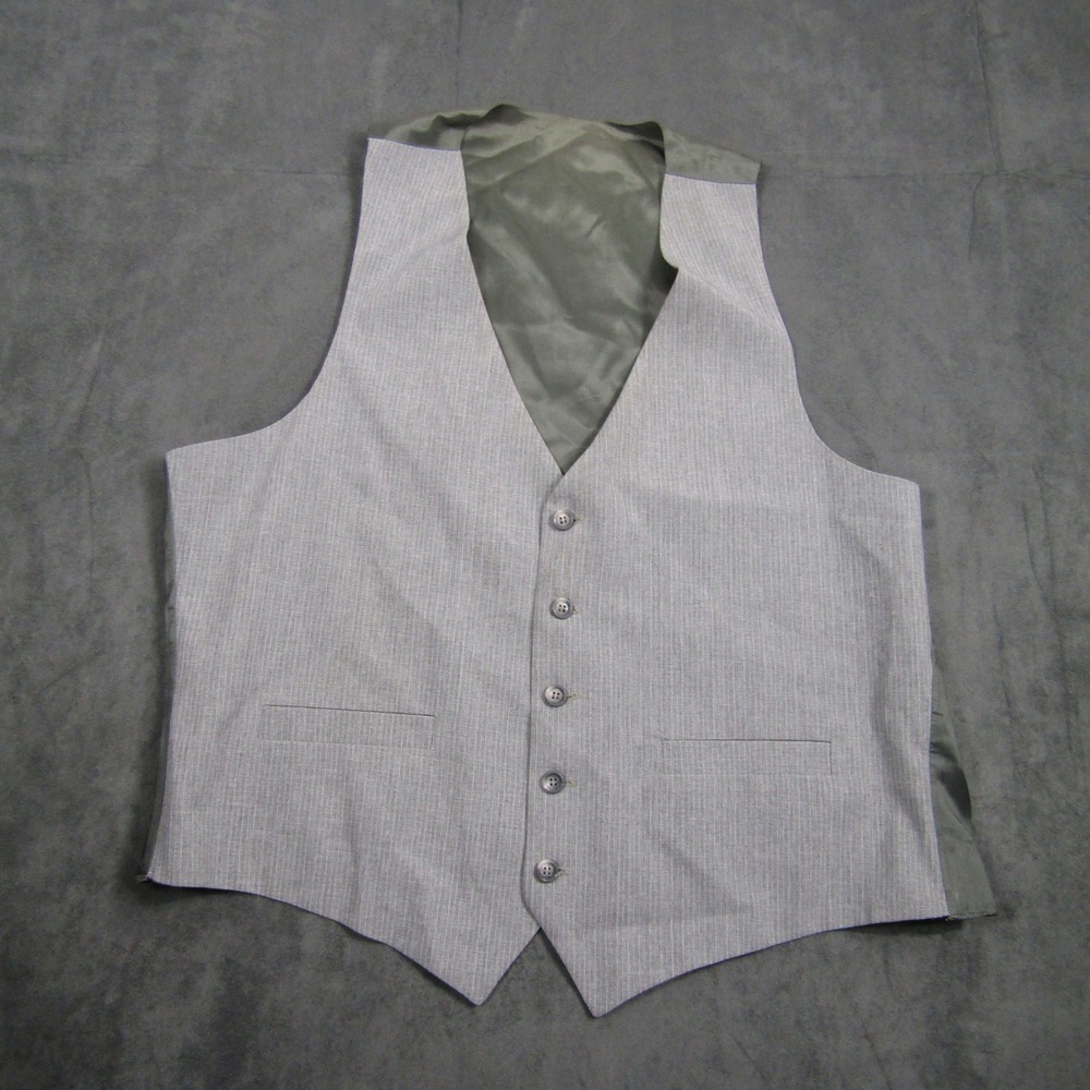 Suit Vest Mens XL Grey Pinstripe Formal Five Button Waistcoat Wedding